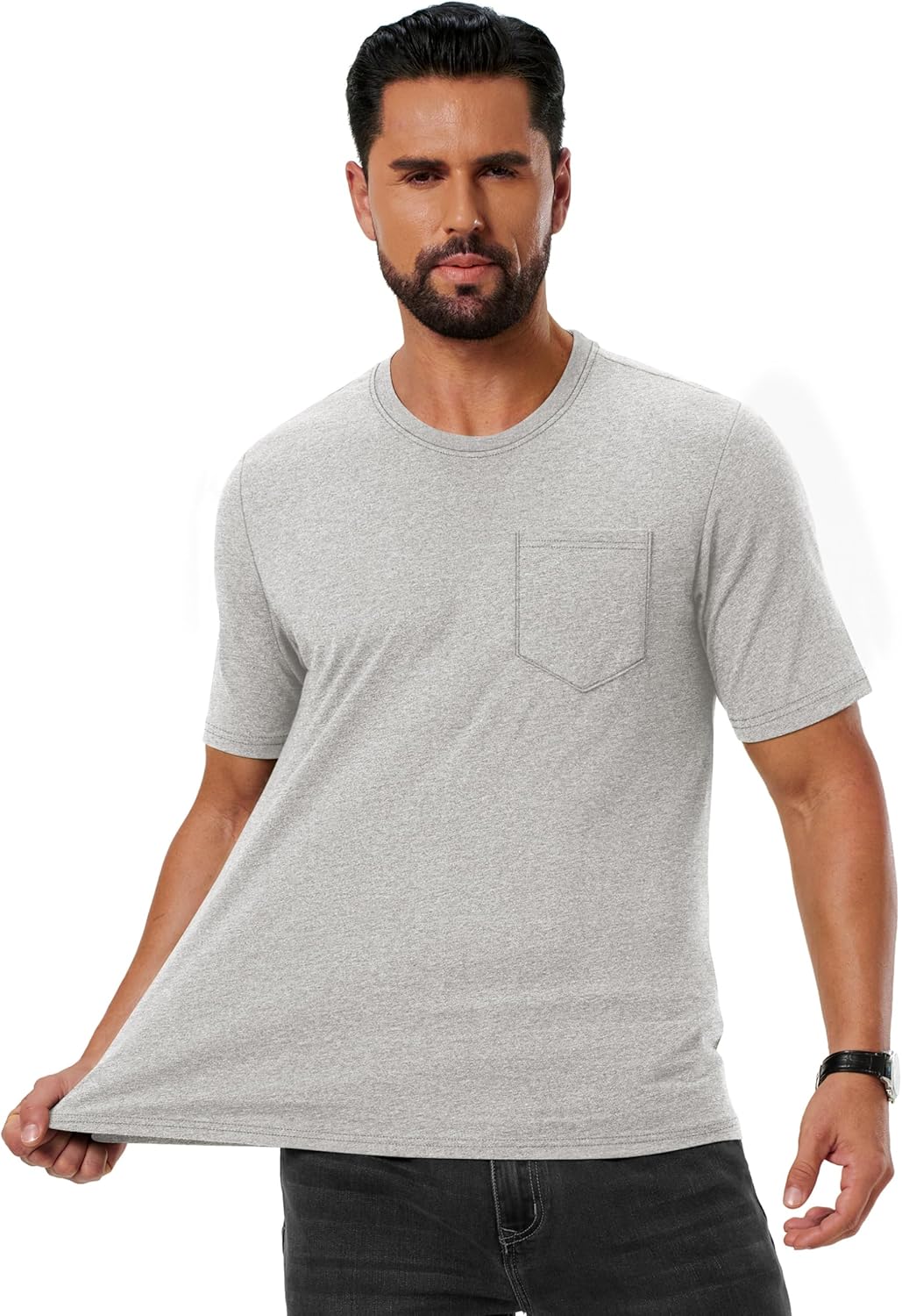 Leonardo T-Shirt Homme – T-Shirt Coton Doux avec Poche, Respirant & Casual Été