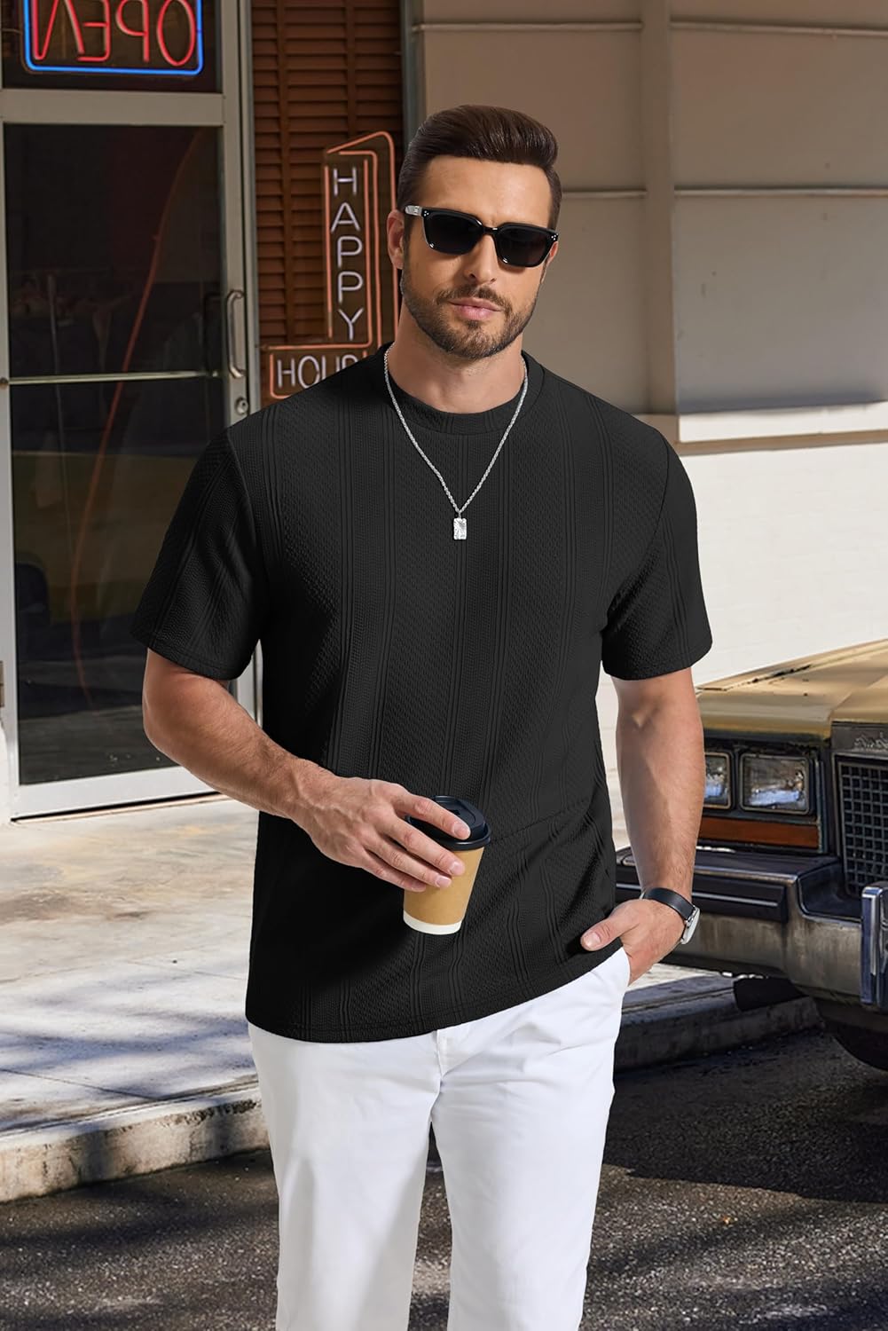Wilbert T-Shirt Homme – T-Shirt Maille Texturée, Léger & Style Casual Chic
