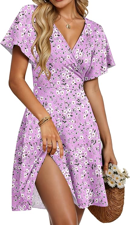 Taffy Dameszomerjas – V-hals Overslag, Fladdermouwen & Elegante A-lijn Snit