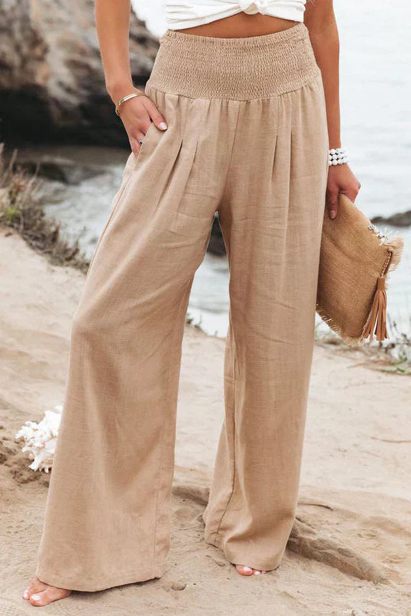 Alivia Pantalon Palazzo Dame – Talje Høj, Let & Elegant Bred Pasform til Sommeren