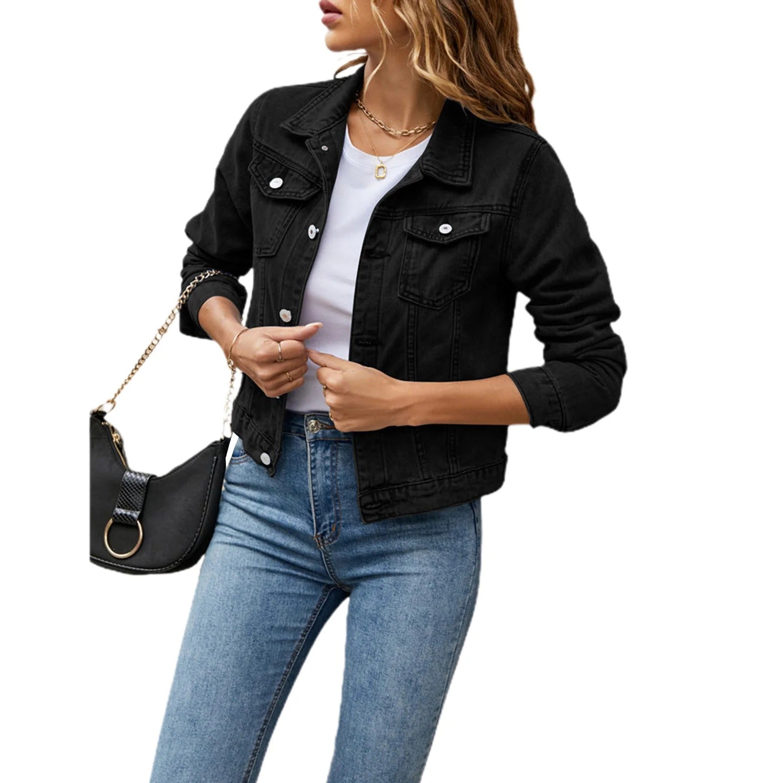 Eva Women's Jean Jacket – Classic Buttoned, Versatile & Ideal for Everyday Use