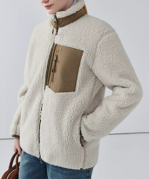 Lily Teddy Damesjas – Warme Jas met Hoge Kraag, Ritssluitingen en Losse Pasvorm