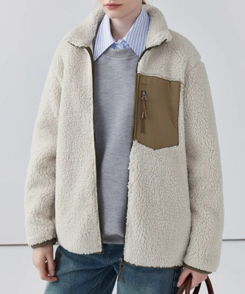 Lily Teddy Damesjas – Warme Jas met Hoge Kraag, Ritssluitingen en Losse Pasvorm