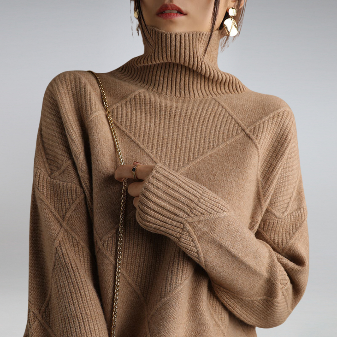 Luciana Pull Femme – Col Roulé Élégant en Cachemire Doux & Chic Intemporel