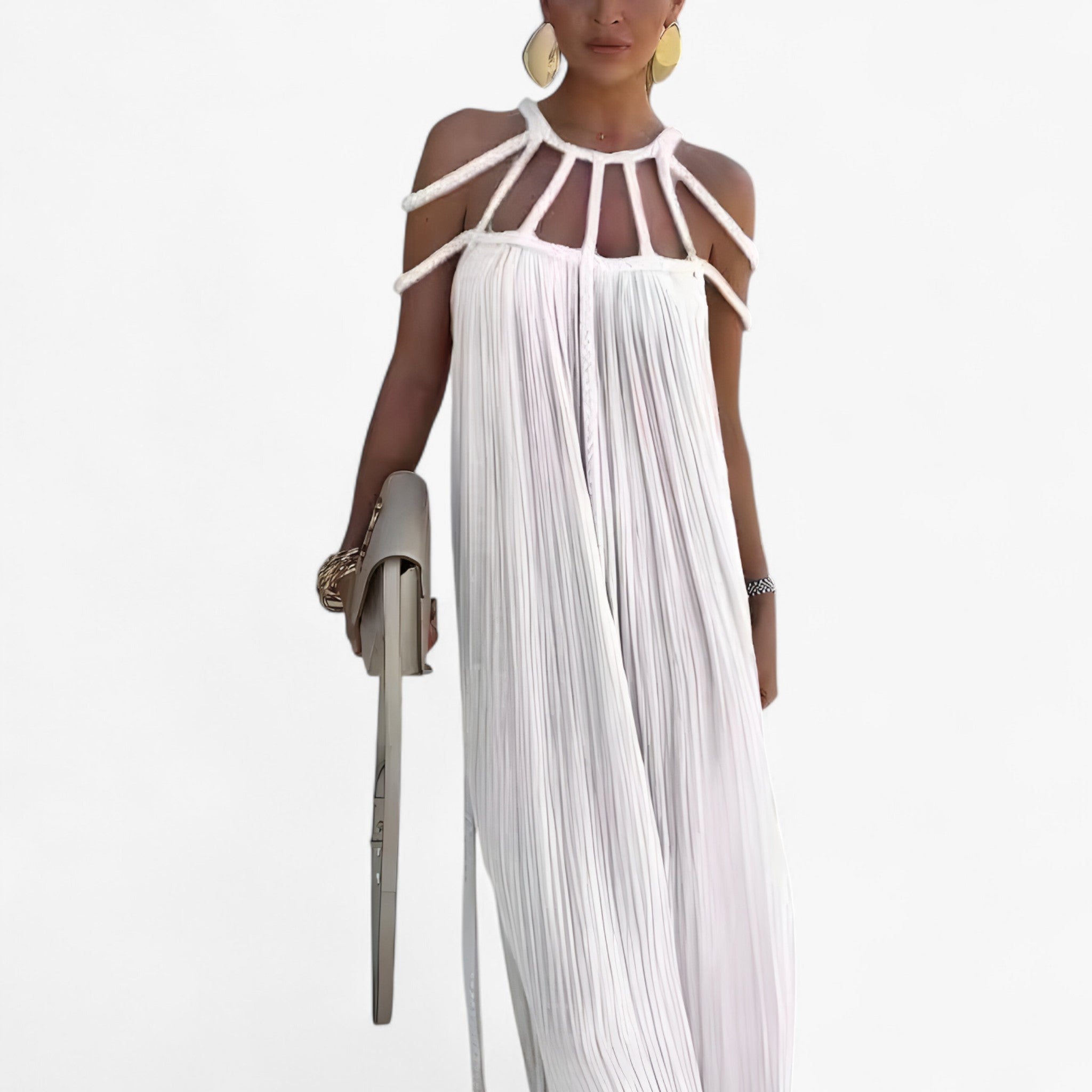 Linette Lange Damesjurk – Elegante Maxi Jurk met Vloeiende Stoffen, Rechte Snit en Veelzijdige Stijl
