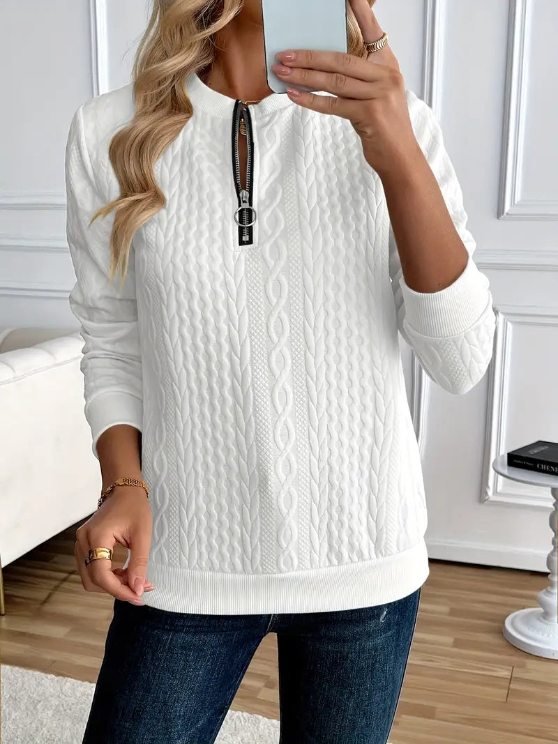 Margaux Sweat Femme Hiver – Pohodlný pletený zipový svetr s elegantním designem