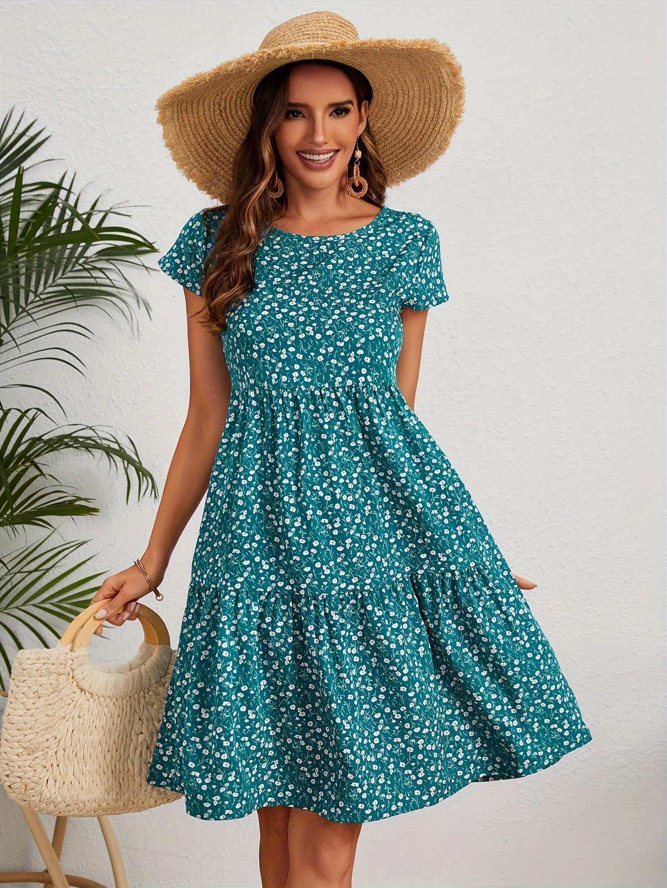 Katie zomerjurk dames – lichte bloemenjurk van polyester met comfortabele pasvorm