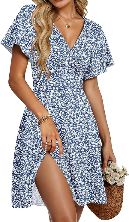 Taffy Dameszomerjas – V-hals Overslag, Fladdermouwen & Elegante A-lijn Snit