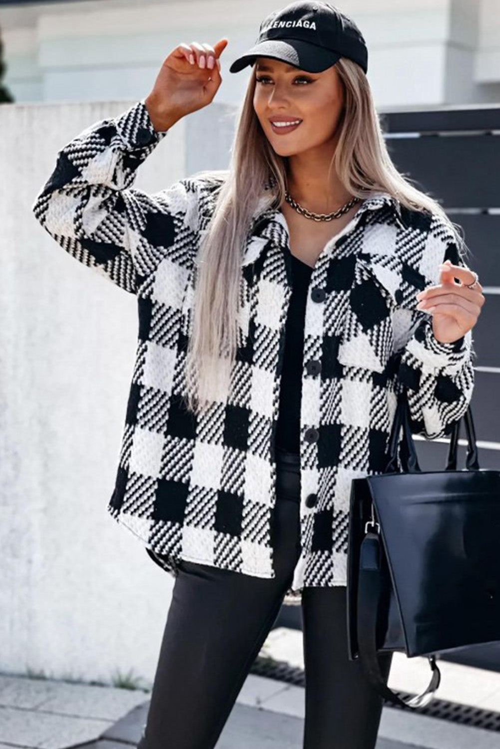 Eloise Surchemise Femme à Carreaux – Coupe Oversize avec Tissu Texturé & Motif Classique