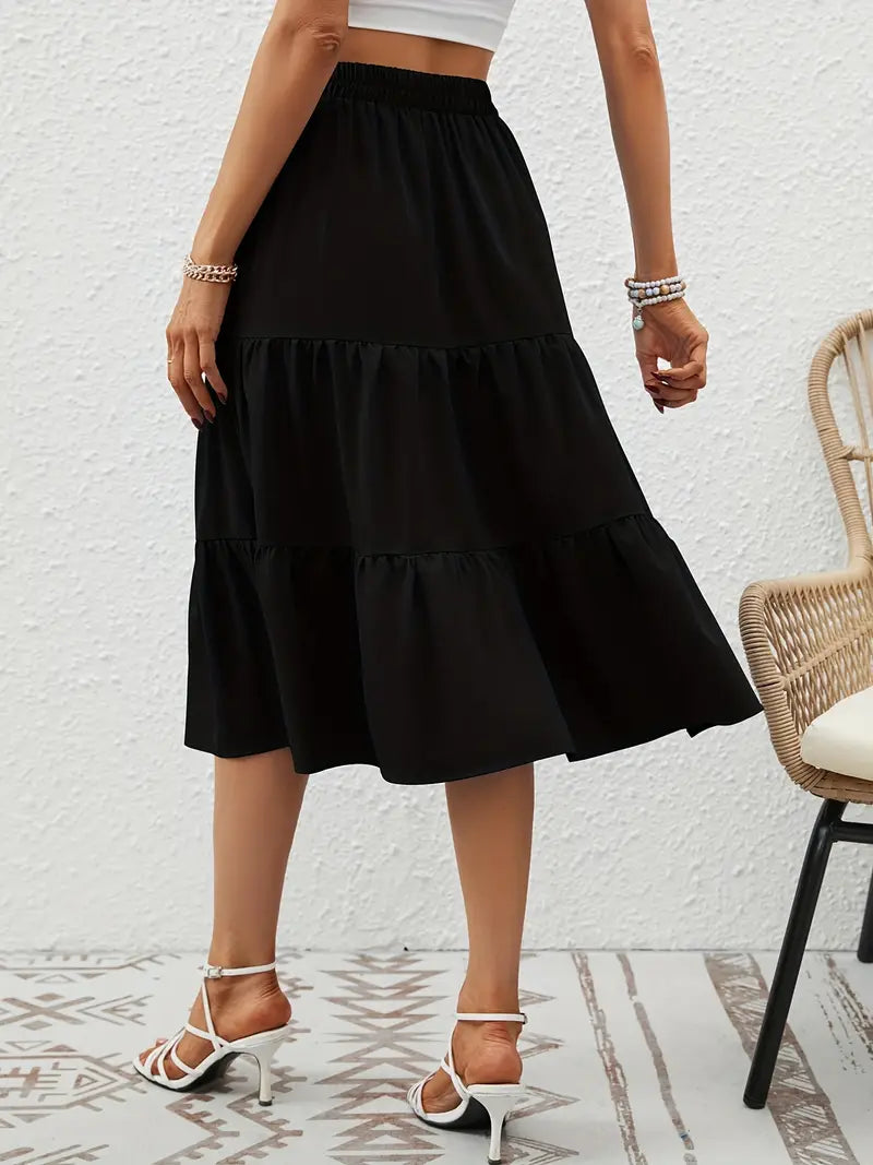 Φούστα με Λουλούδια για Γυναίκες Zia – Φαρδιά Γραμμή σε Σχήμα Α με Τσέπες, Ελαφριά για την Άνοιξη & το Καλοκαίρι