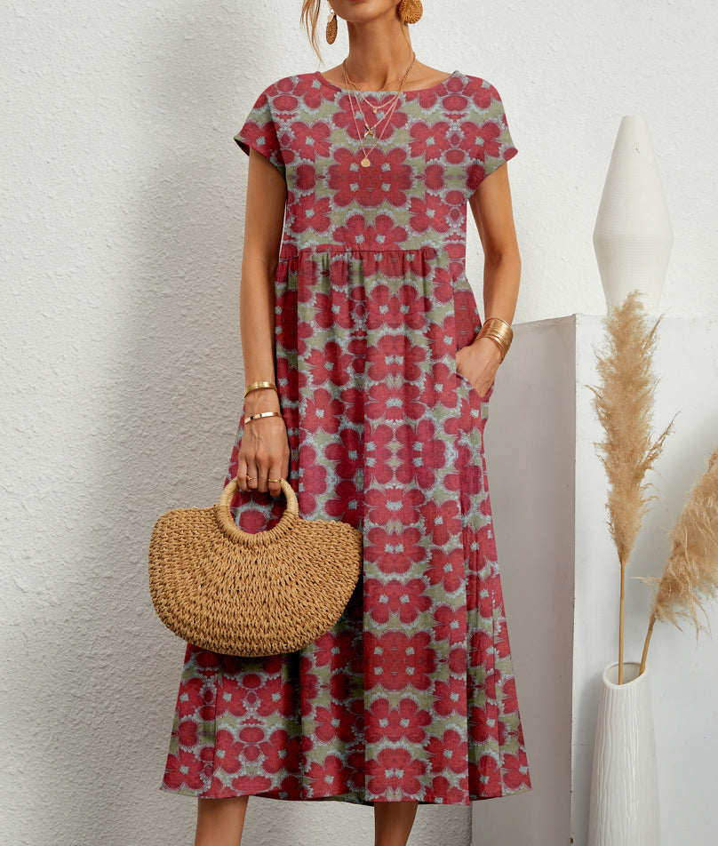 Midi-jurk voor dames Frances – Elegante bloemenjurk van ademende stof met vrouwelijke snit