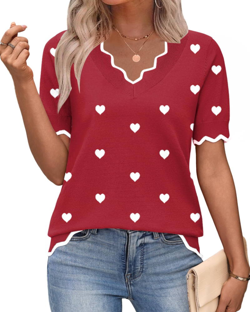 Amirah Top Femme – Lehký krátký rukáv, výstřih do V, elegantní business casual