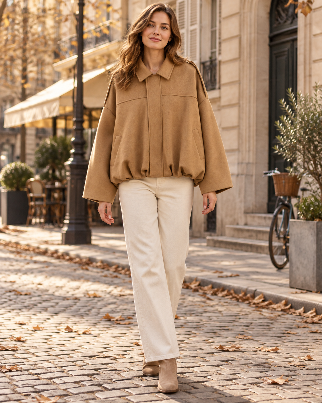 Wynona bomber da donna corto oversize in similcamoscio con maniche a pipistrello