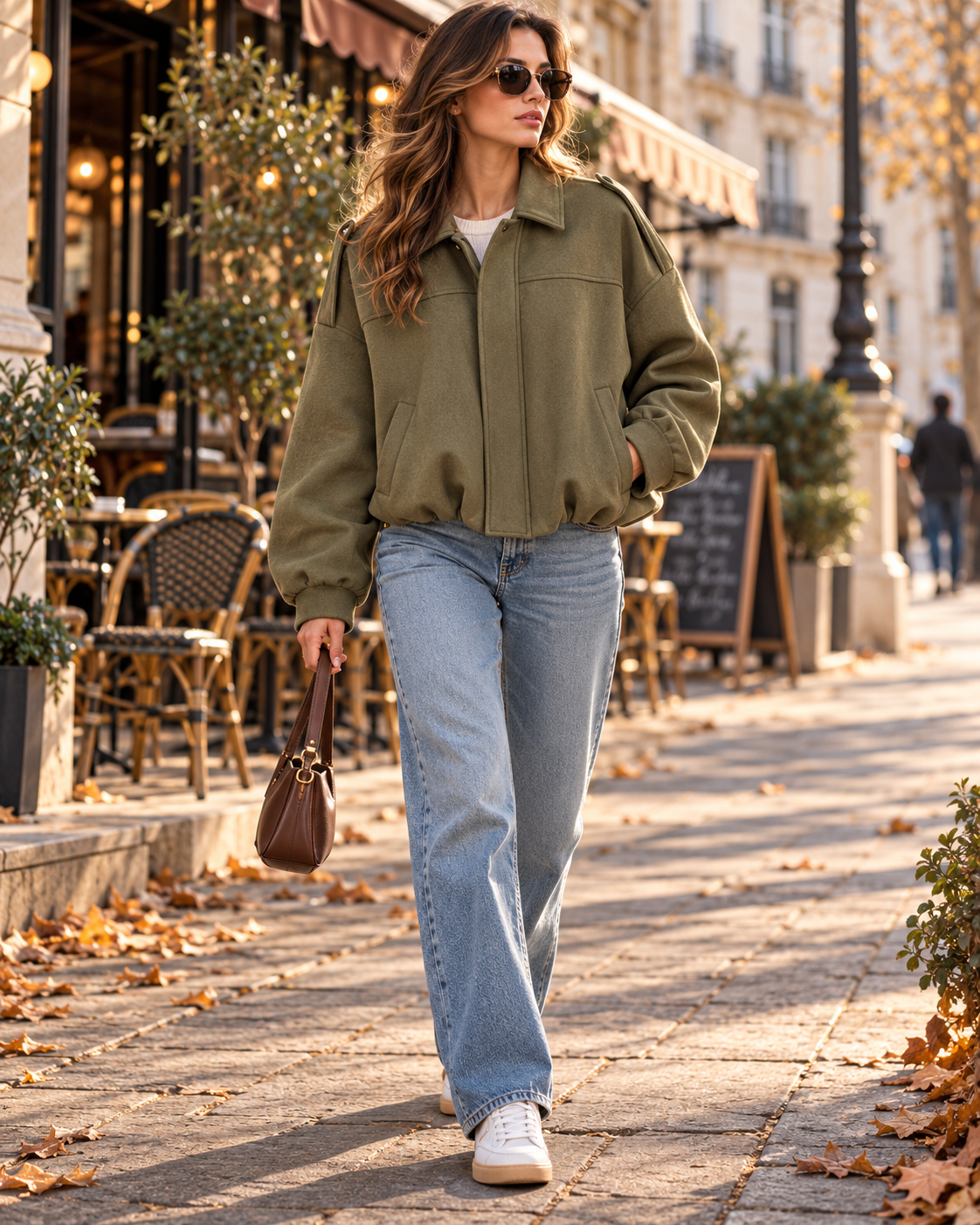 Wynona bomber da donna corto oversize in similcamoscio con maniche a pipistrello