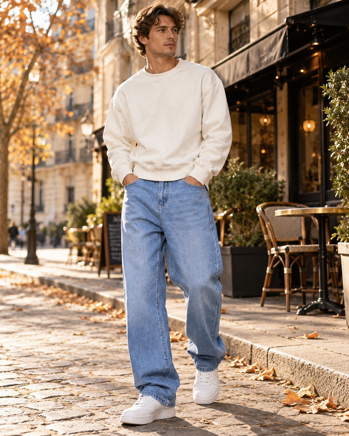 Nikolai Pánské baggy džíny se širokými nohavicemi – ležérní streetwearový střih a pružný denim 340 GSM