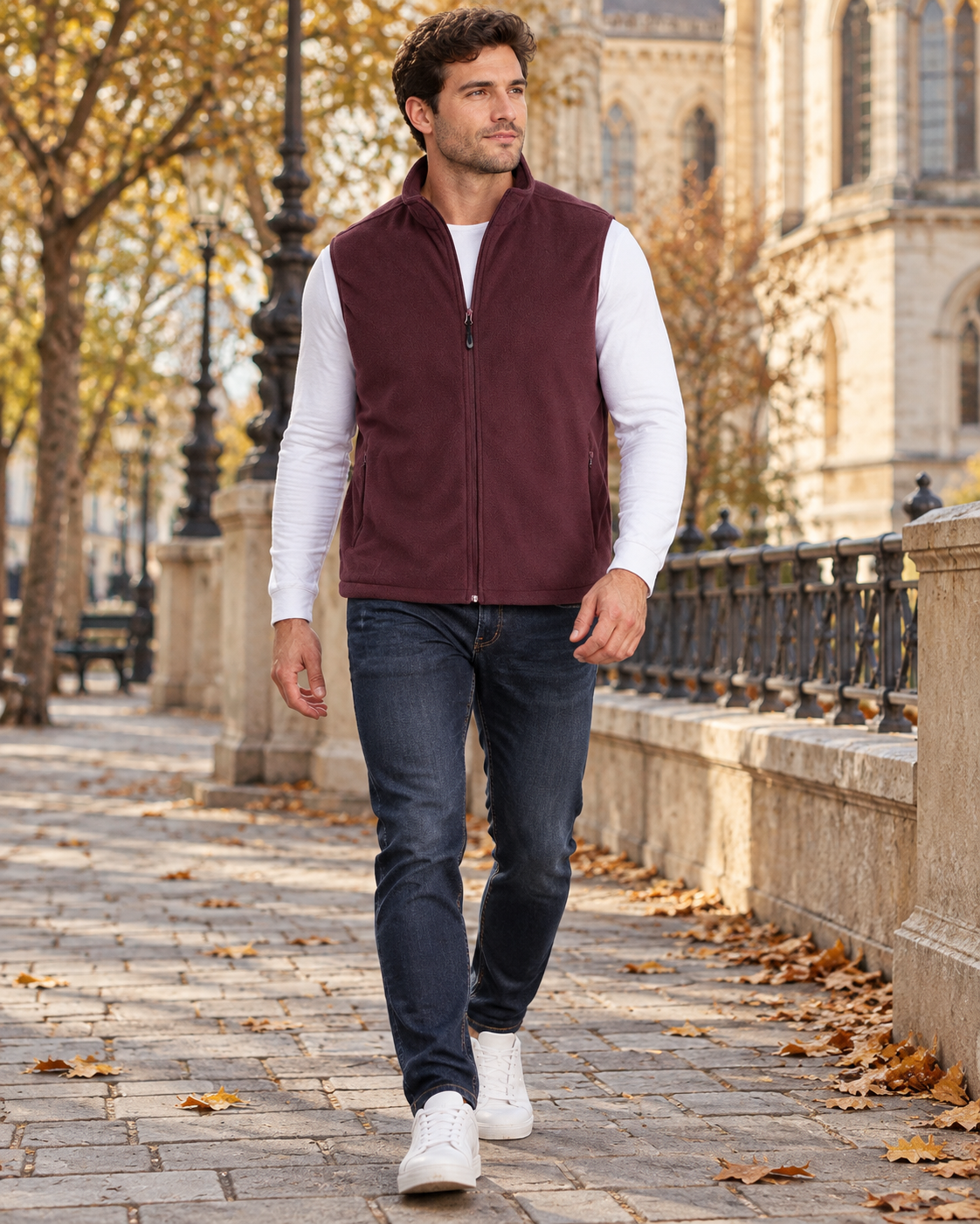 Rafael Leichte Herren-Fleeceweste ohne Ärmel, mit Reißverschluss und vier Funktionstaschen