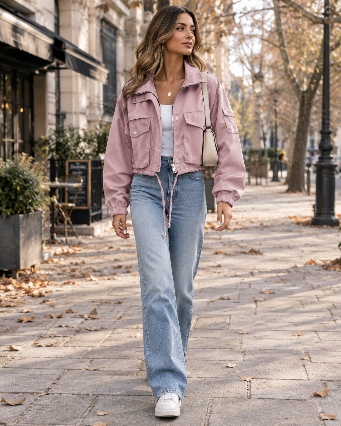Bianca Kurze, leichte Damen-Cargojacke mit Reißverschluss und praktischen Taschen