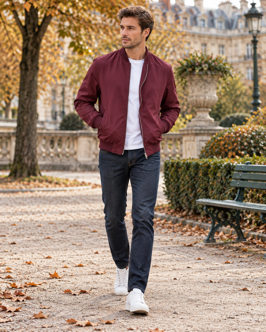 Cassian Blouson Bomber Léger Homme – Coupe-Vent Zippé sur Toute la Longueur et Finitions Côtelées Classiques avec Poches