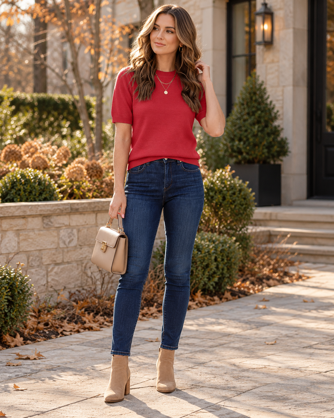 Julietta gebreide damestrui met korte mouwen - lichtgewicht top met ronde hals voor business casual