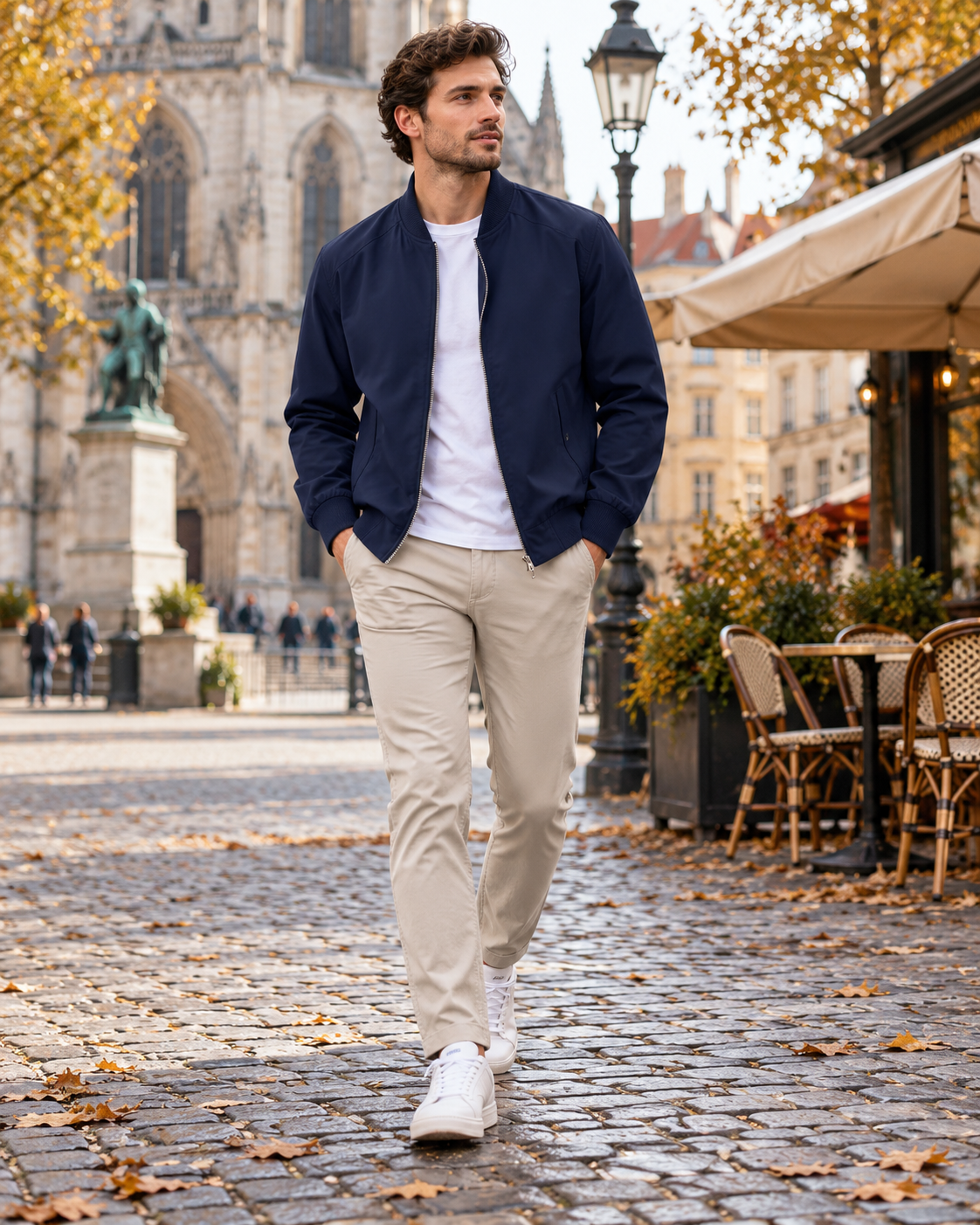 Cassian Blouson Bomber Léger Homme – Coupe-Vent Zippé sur Toute la Longueur et Finitions Côtelées Classiques avec Poches