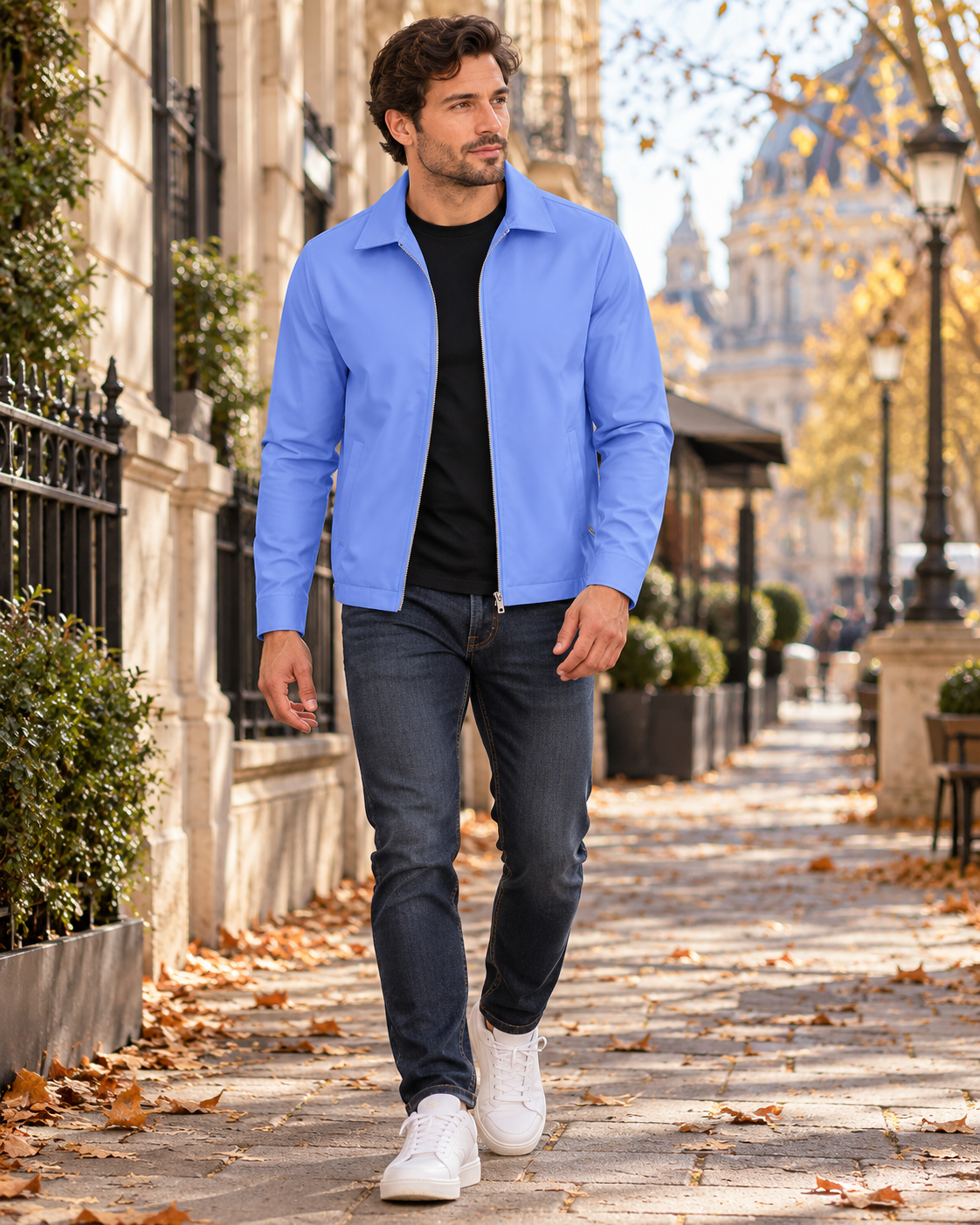 Samuel Leichte Herren-Windjacke mit Reißverschluss, Umlegekragen und Taschen mit Verschluss