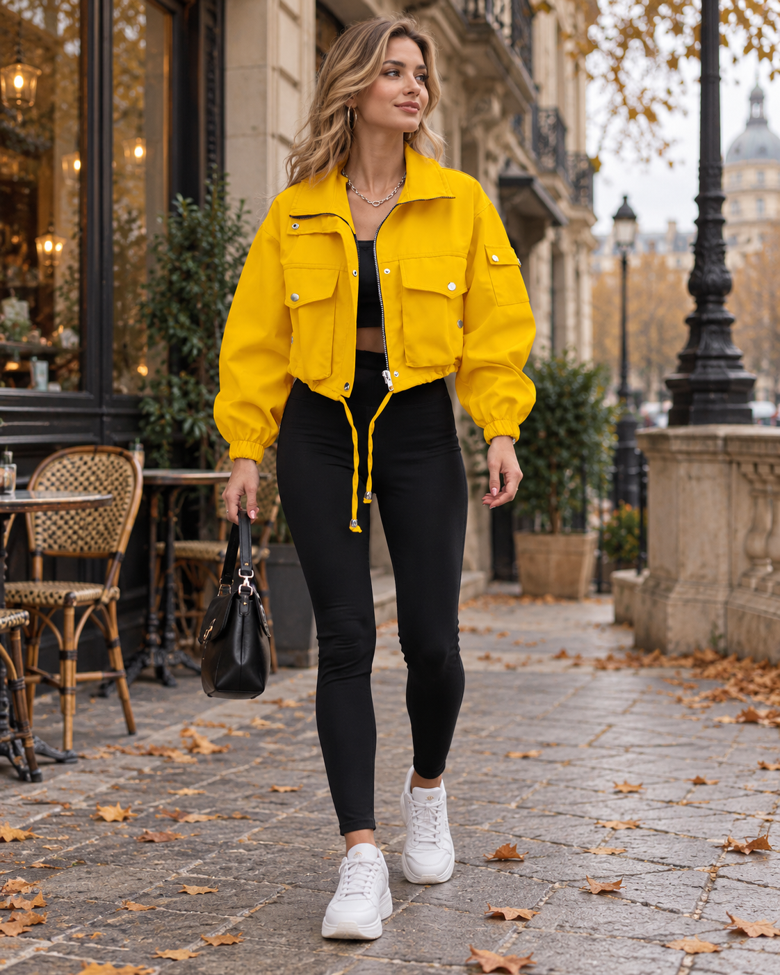 Bianca Kurze, leichte Damen-Cargojacke mit Reißverschluss und praktischen Taschen
