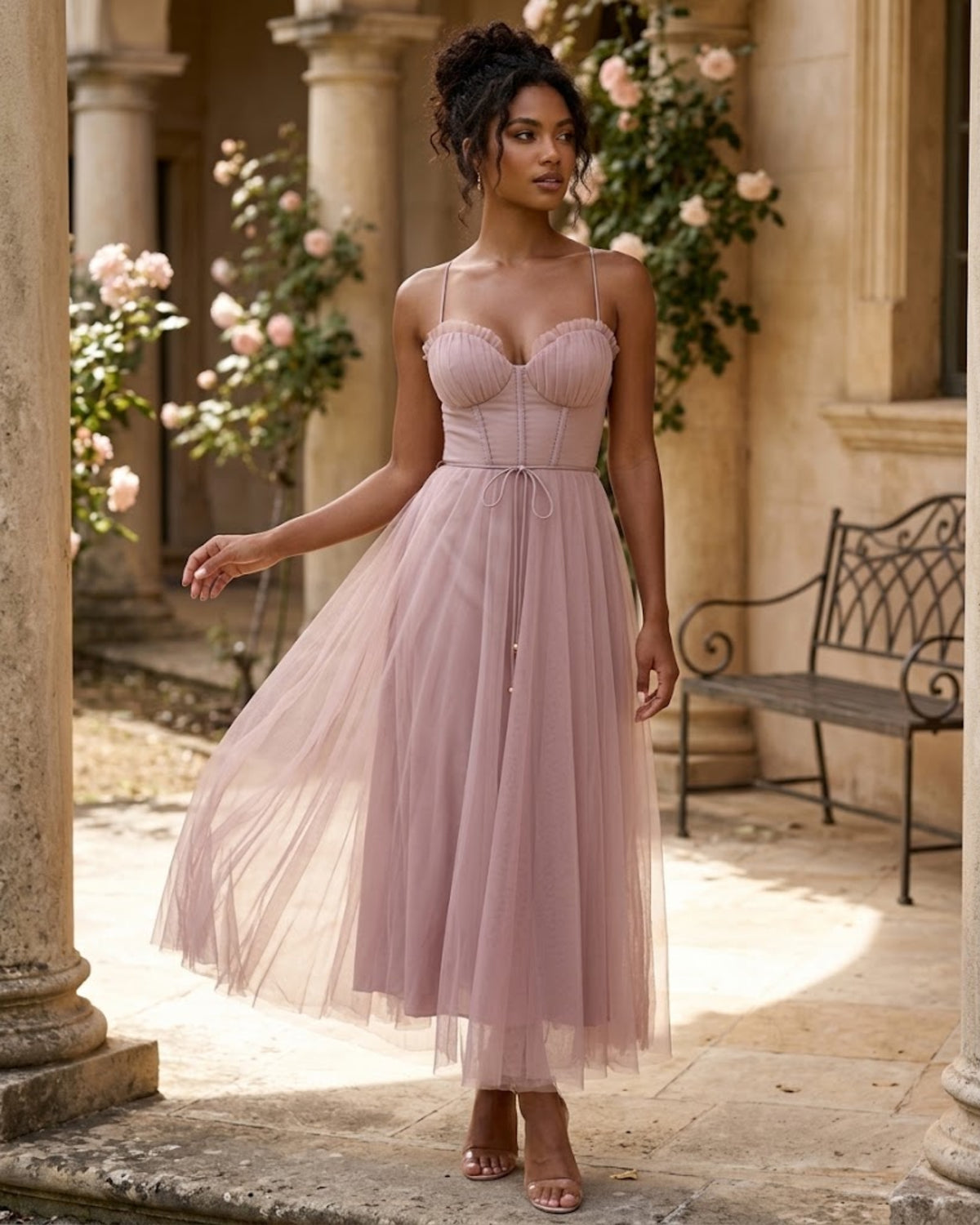 Solana Midi-jurk Dames – Elegante Aansluitende Snit & Ademend Stof voor Evenementen