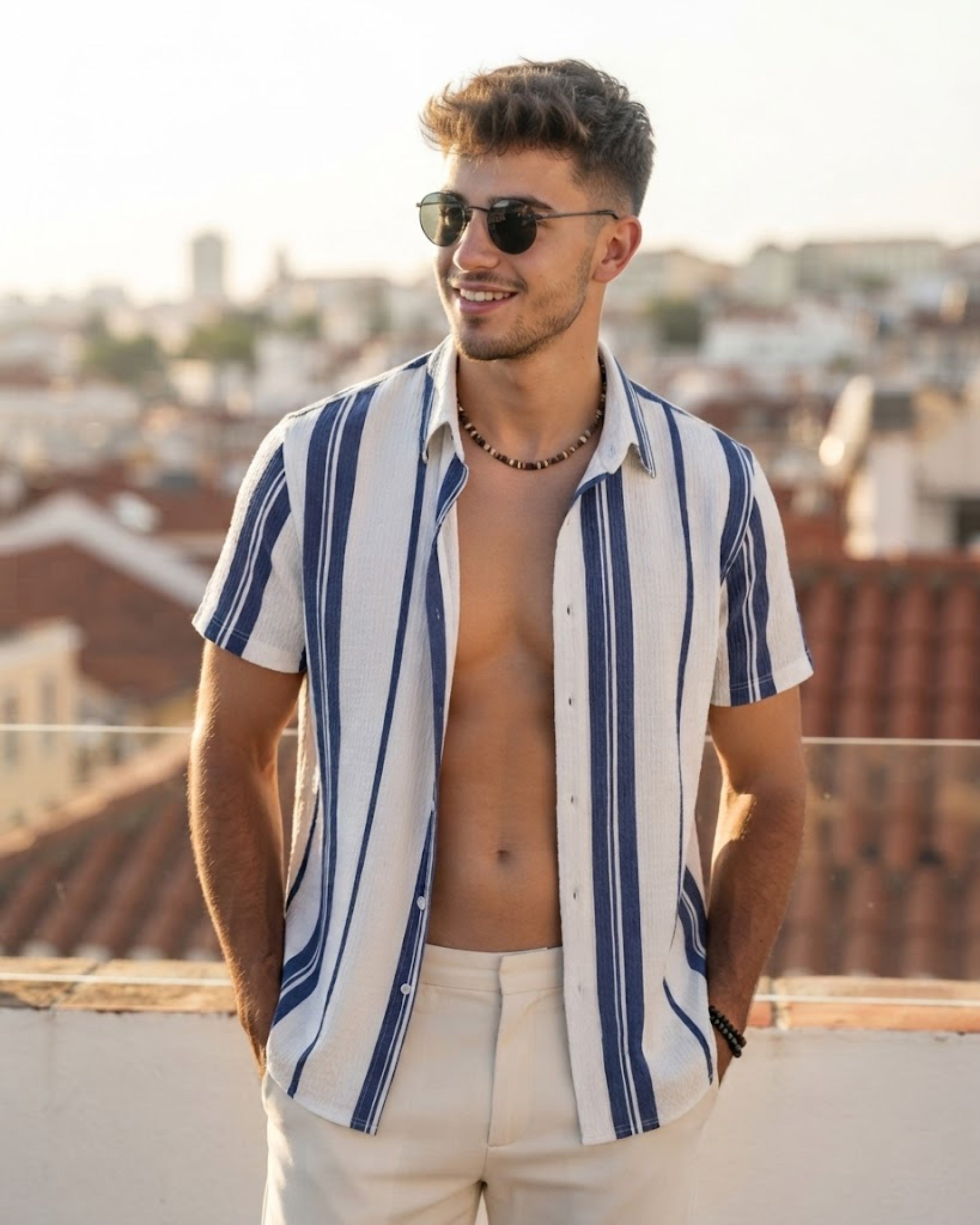 Ben Pánská Košile – Elastická Slim Fit Košile, Bez Mačkání & Krátké Rukávy