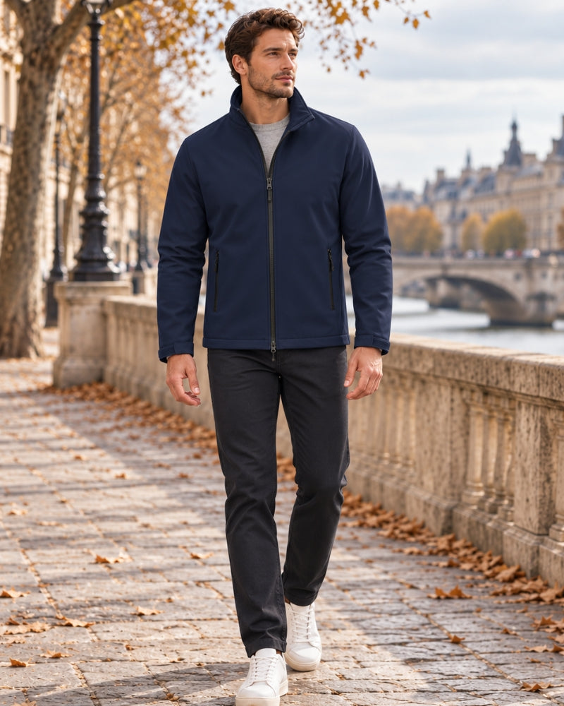 Quirino Chaqueta softshell impermeable para hombre con forro polar y bolsillos con cremallera