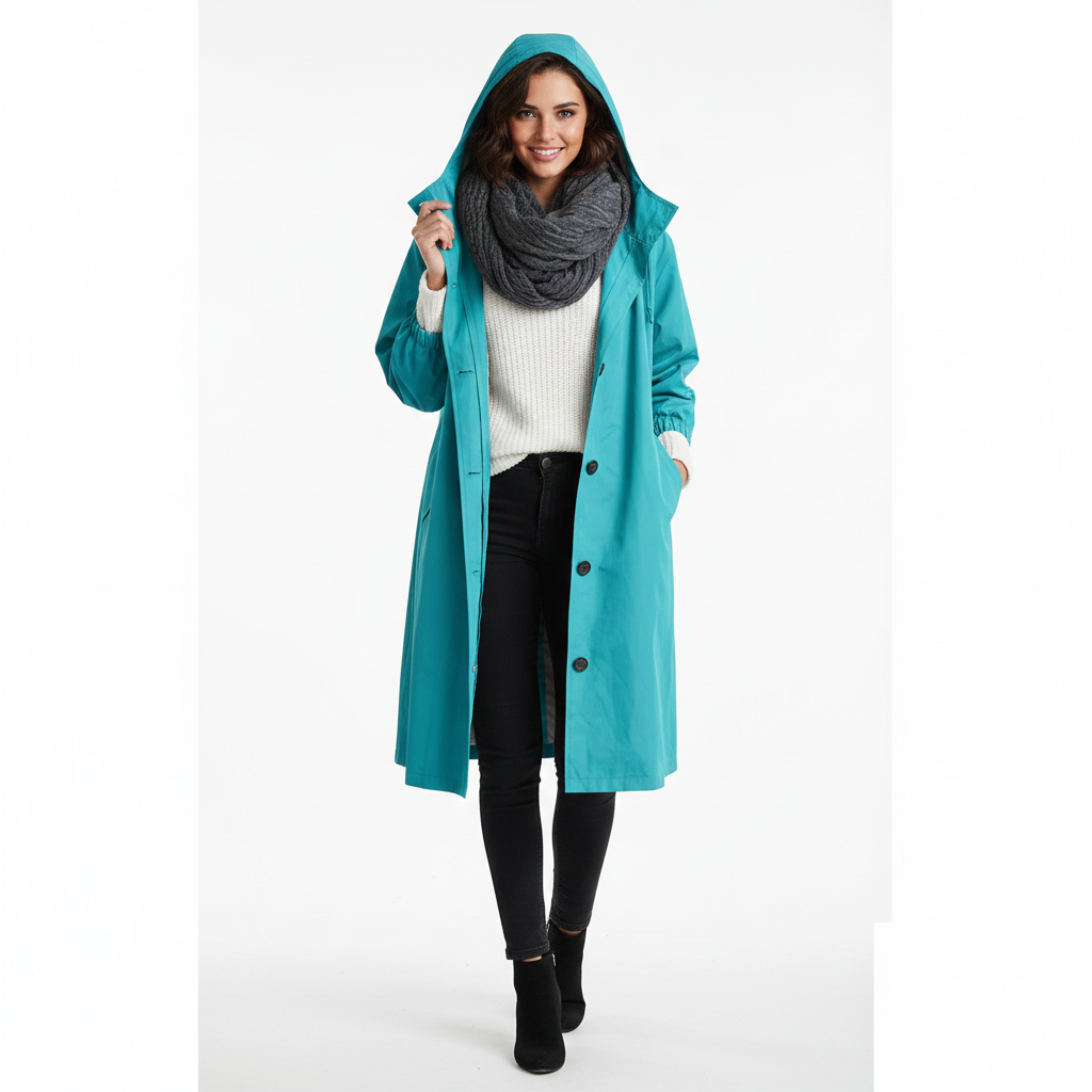 Arlyn Damen-Trenchcoat – Oversize langer Mantel mit Kapuze & eleganter Schnitt
