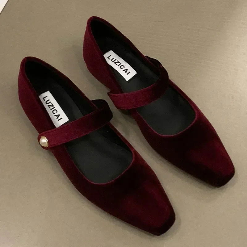 Amélie Ballerines Femme – Pantofi eleganți cu baretă perlă & vârf ascuțit chic
