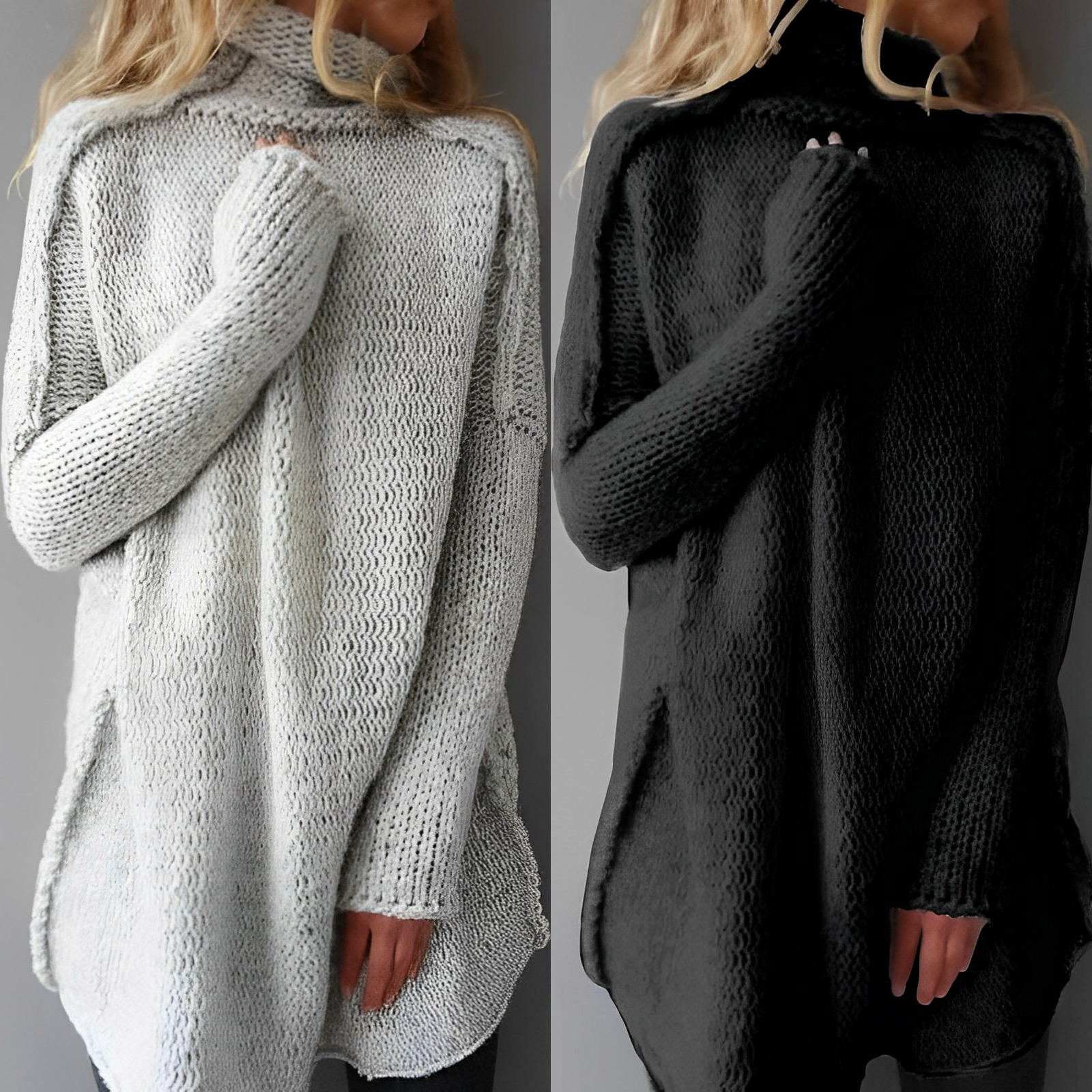 Lotty Turtleneck Oversize Sweater Woman – Thick Comfortable Knit with Soft and Warm Fit