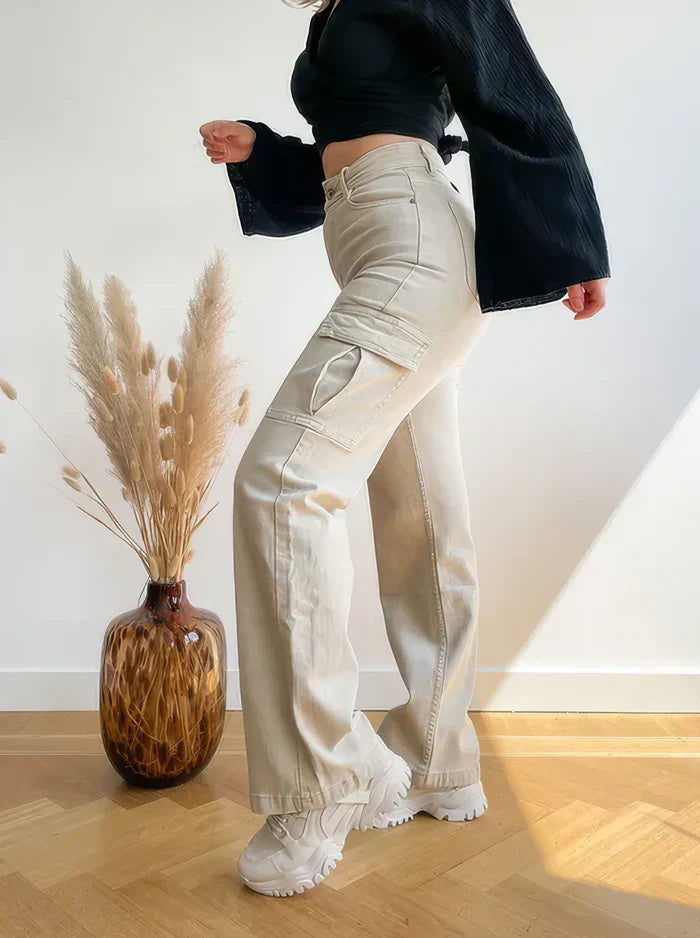 Paisley Pantalon Cargo Femme – Utility bukser med lige snit og flere lommer til daglig brug og udendørs aktiviteter
