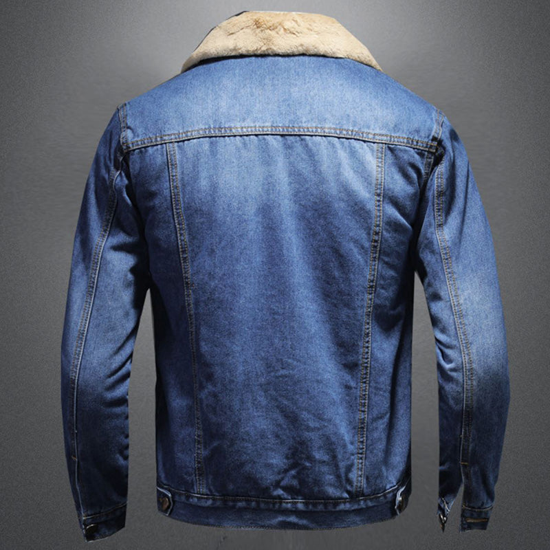 Giacca in denim da uomo Jackson: giacca in denim con fodera calda in stile classico e moderno