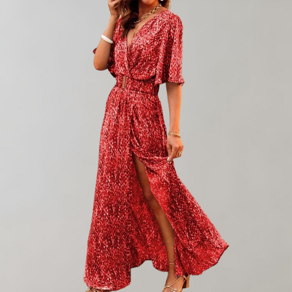 Laurette Zomerse Jurk Dames – Cache-Cœur Stijl & Ademend Polyester voor Lente-Zomer