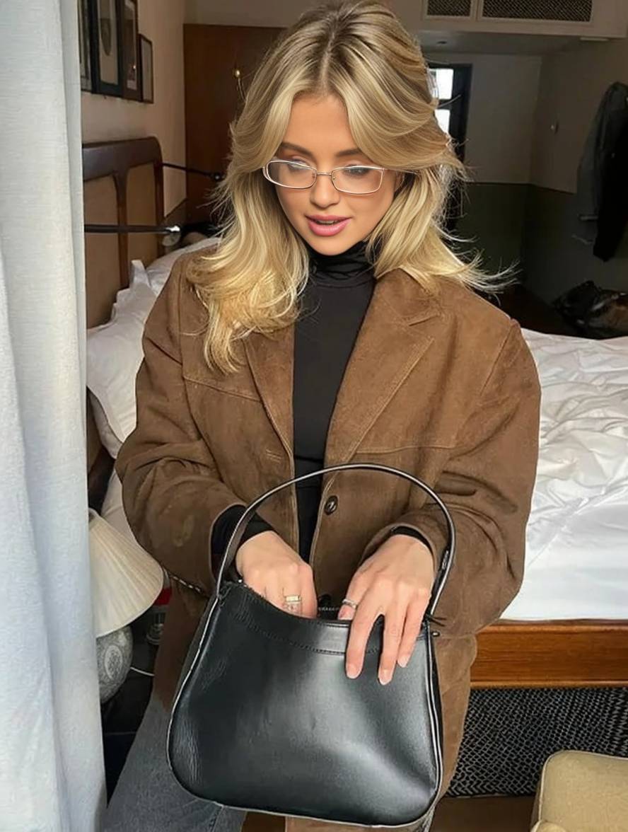 Chelsey Veste Femme en Suède Vintage – Weite, elegante & praktische Passform mit Taschen