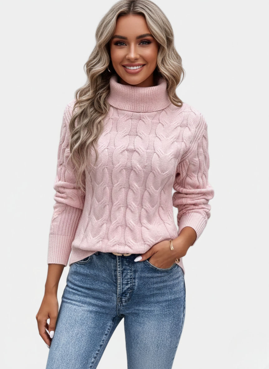 Chelsey Women's Cable Knit Sweater – Warm Elegant Knit with Classic Pattern