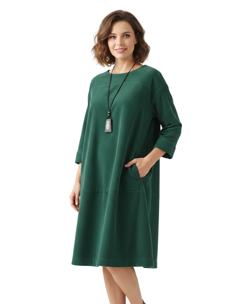 Amber Tuniek Dames in Geribd Fluweel – Losse Pasvorm & Vintage Stijl Herfst/Winter