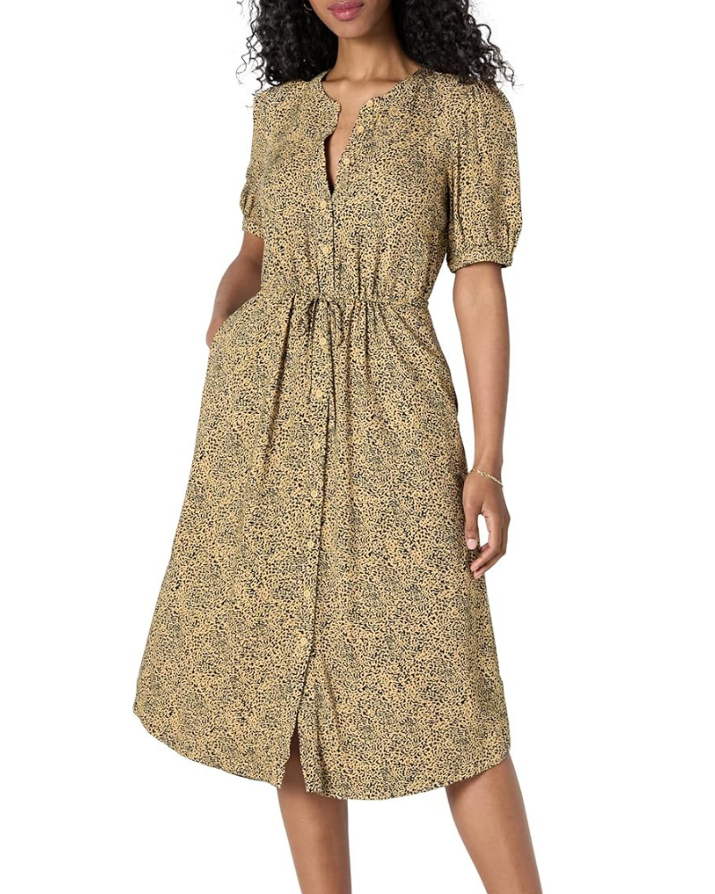Georgie Robe Midi Femme – Viscose Fluide, Taille Ajustable & Coupe A-Line Élégante