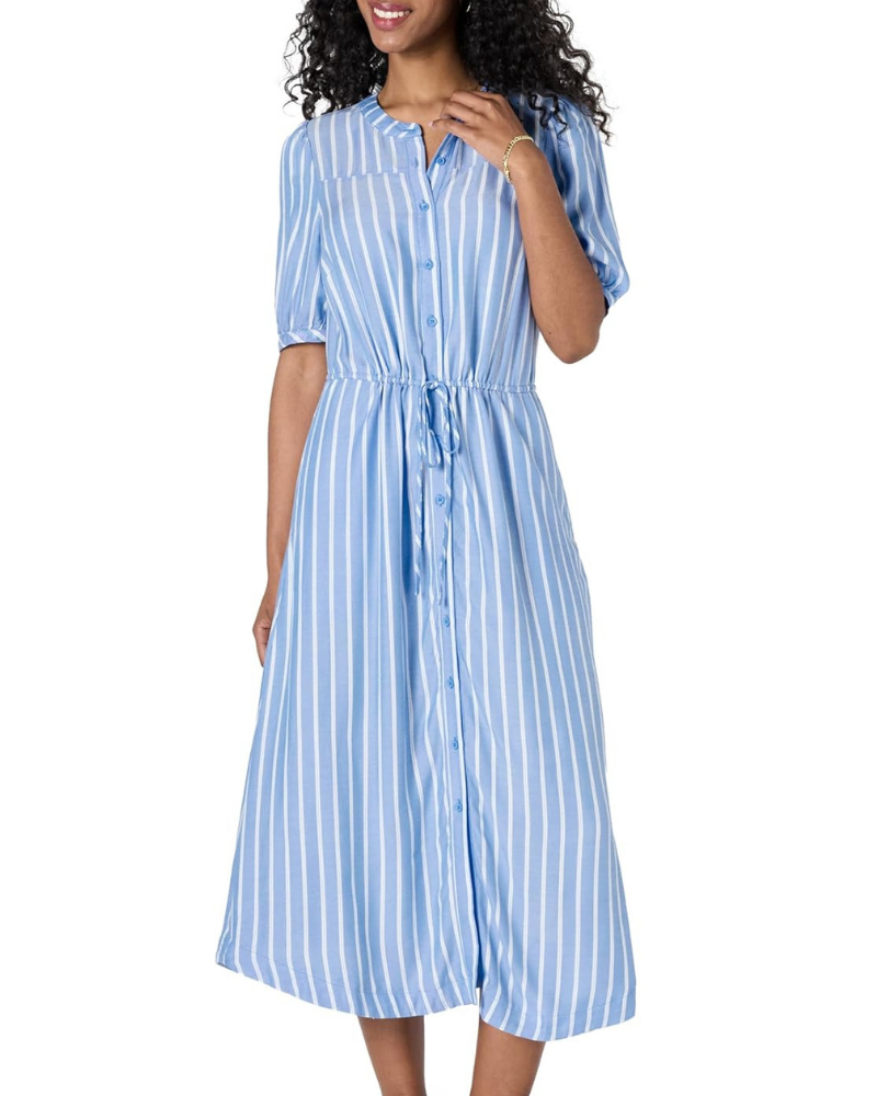Georgie Robe Midi Femme – Viscose Fluide, Taille Ajustable & Coupe A-Line Élégante