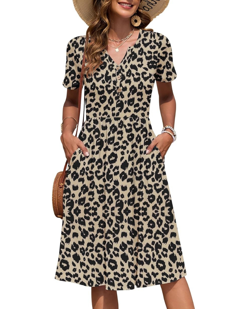 Gabby Robe Femme – Col V, Taille Empire & Coupe Plissée avec Poches Été Élégant