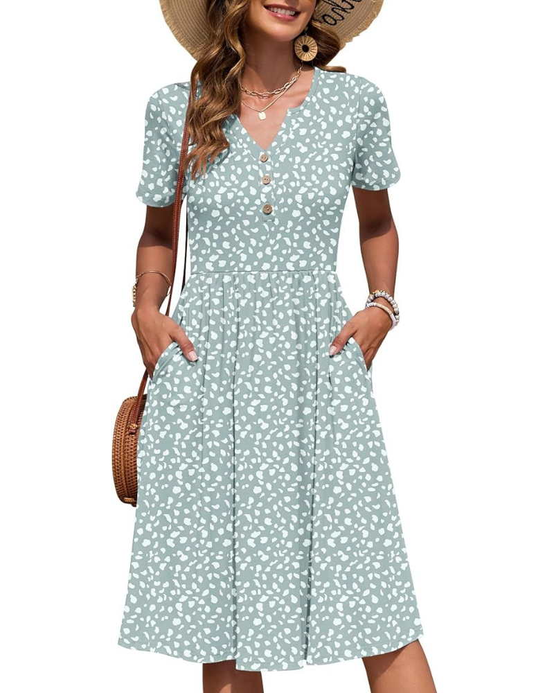 Gabby Robe Femme – Col V, Taille Empire & Coupe Plissée avec Poches Été Élégant