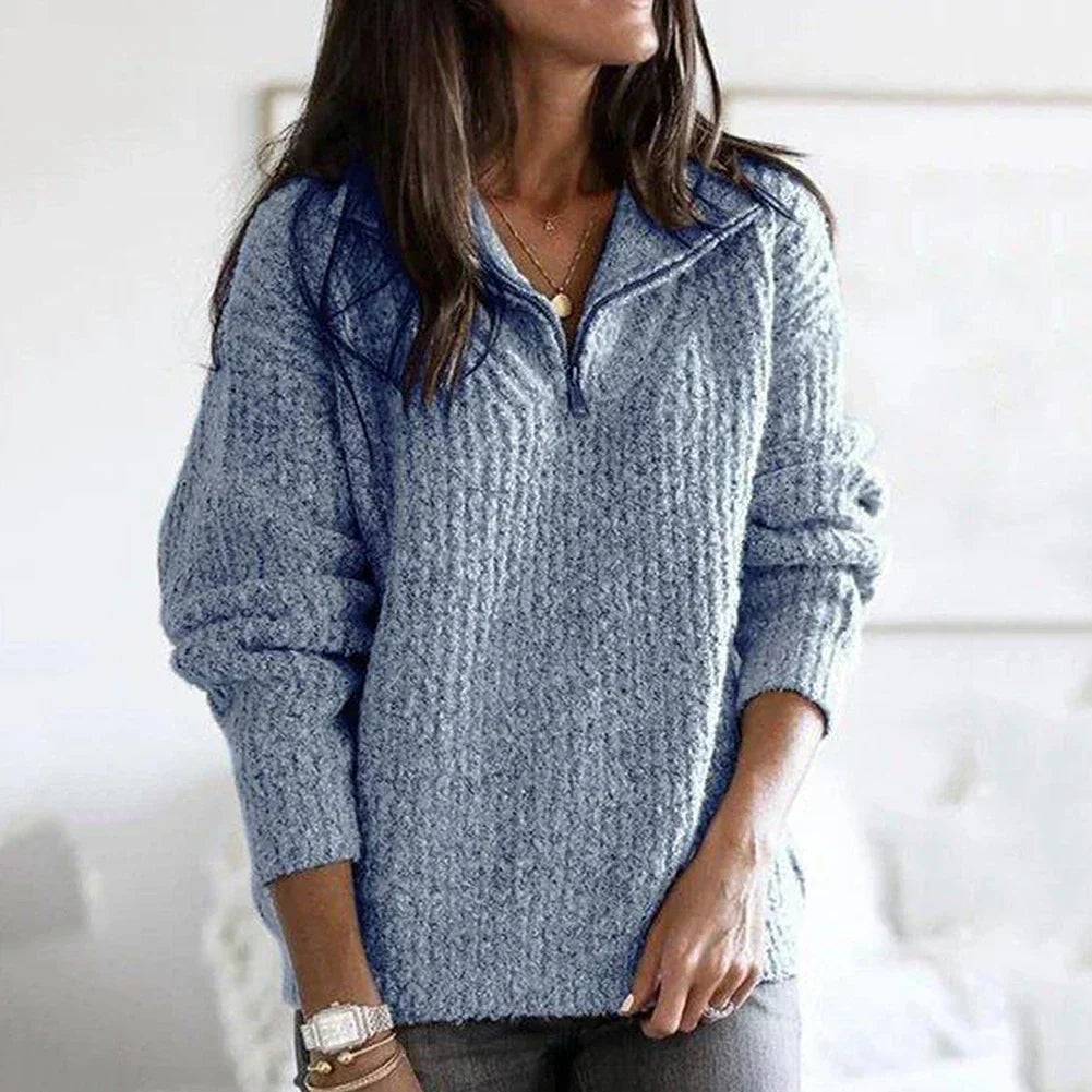 Macy Pull Femme – Demi-Zip Komfortowy z luźnym krojem i ściągaczowymi wykończeniami
