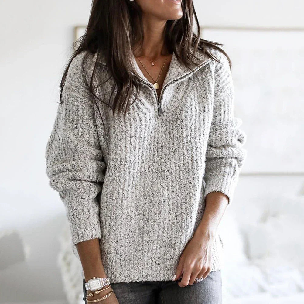 Macy Pull Femme – Demi-Zip Komfortowy z luźnym krojem i ściągaczowymi wykończeniami