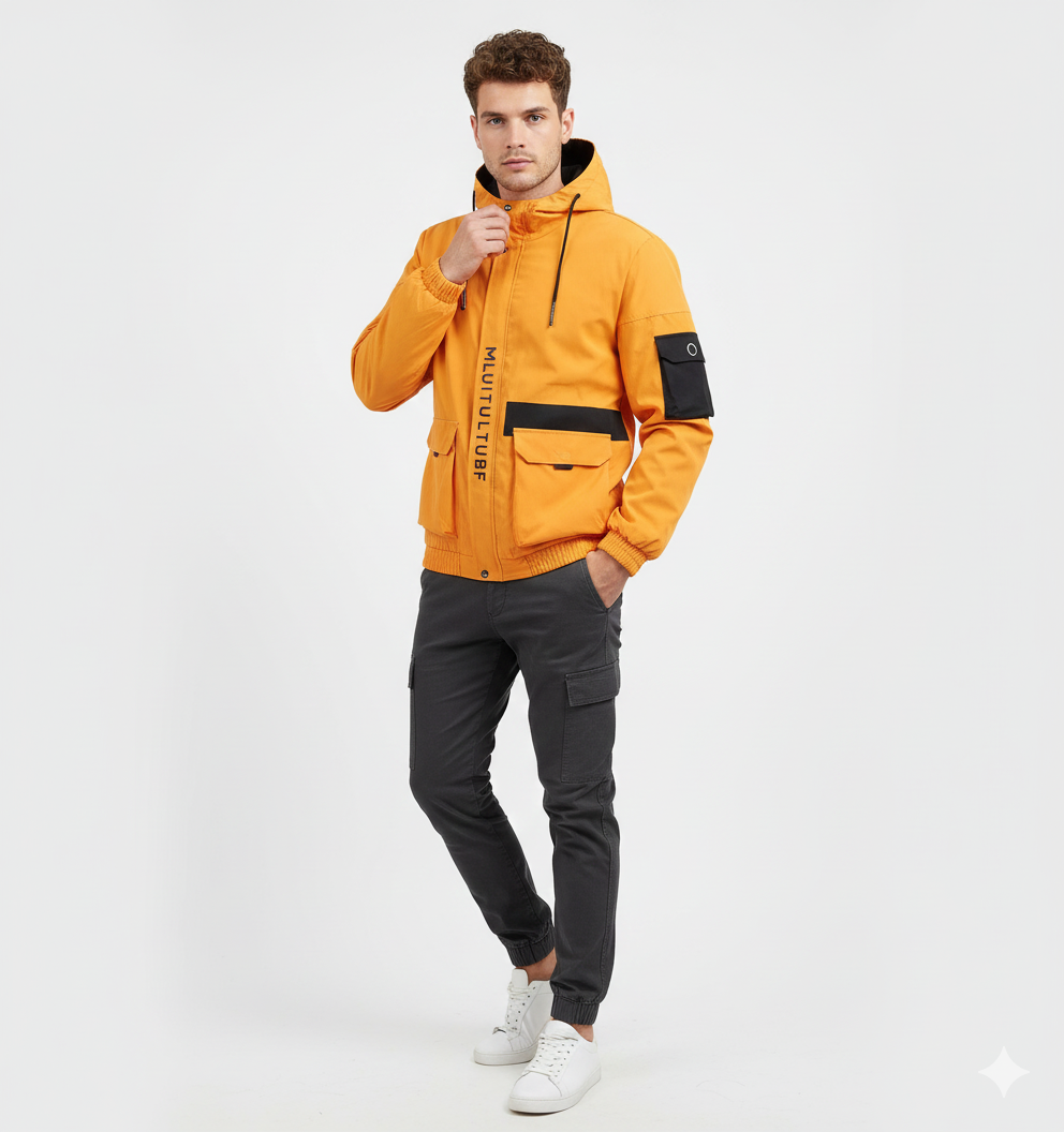 Heidee Чоловіча Легка Вітрозахисна Куртка – Прямий Крої з Капюшоном для Осені та Зими