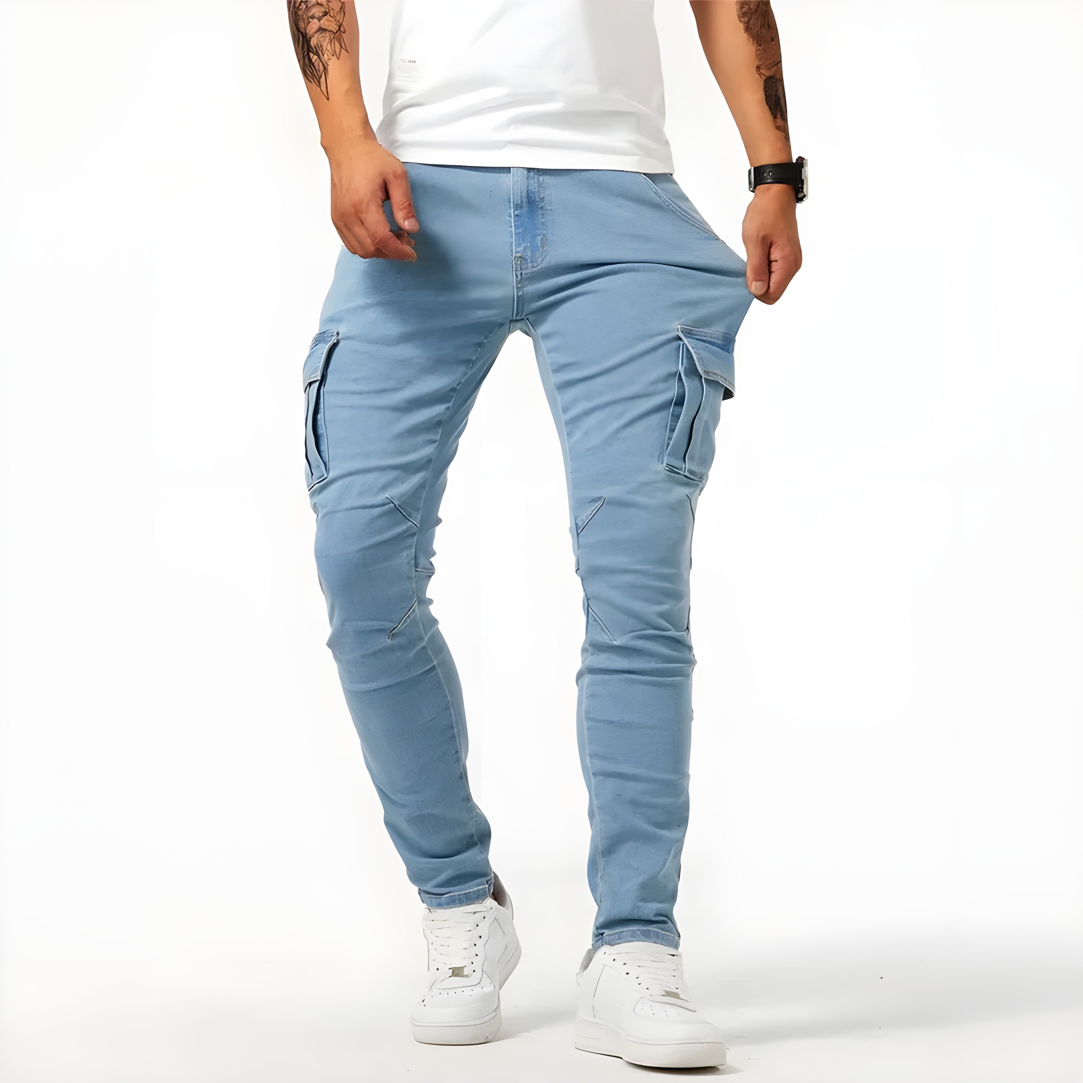 Francois Pantalon Homme – Pantalon Cargo en Denim Élastique Confortable & Moderne