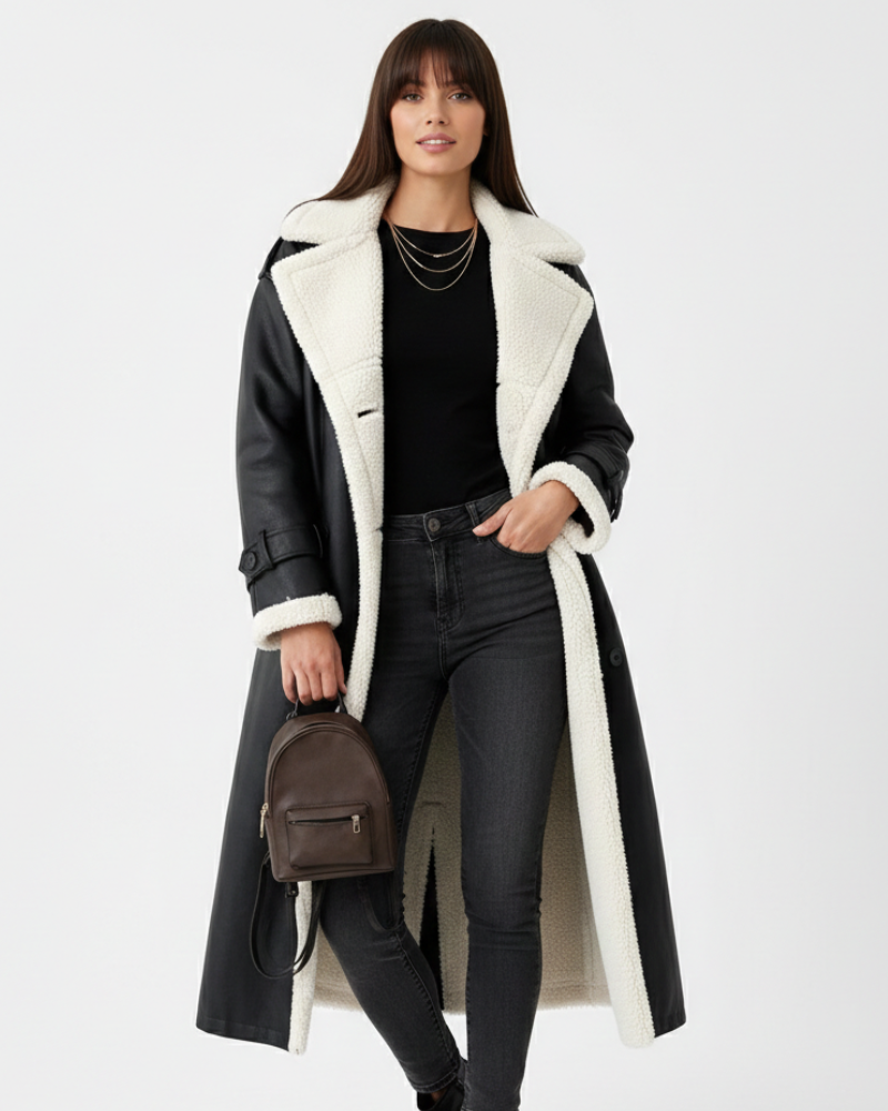 Itzel dugi ženski ogrtač – topla podstava od runa, podesivi pojas i elegancija