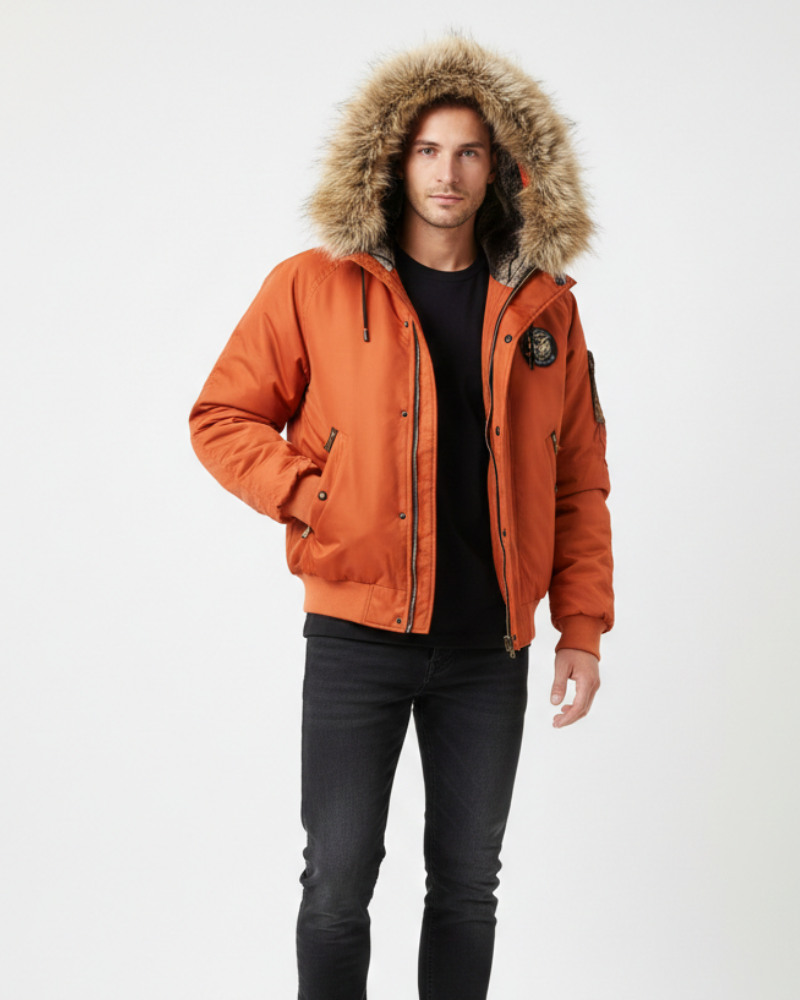 Ivan Bomber Matelassé Muški – Kapuljača od lažnog krzna, Toplo i Gradski Stil