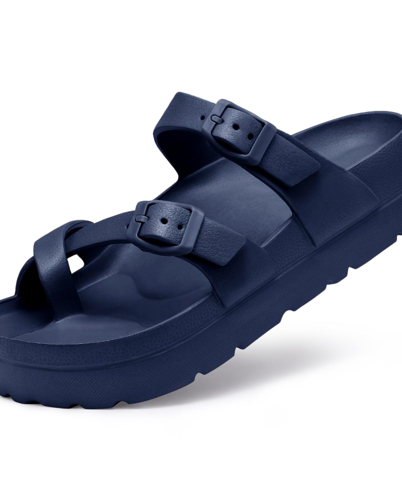 Inara Dames Sandalen – Comfortabele Plateauslippers met Dubbele Gesp & Boogondersteuning