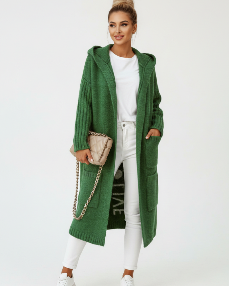 Cardigã Comprido Jessica Mulher – Casaco Amplo Elegante e Confortável em Malha Suave